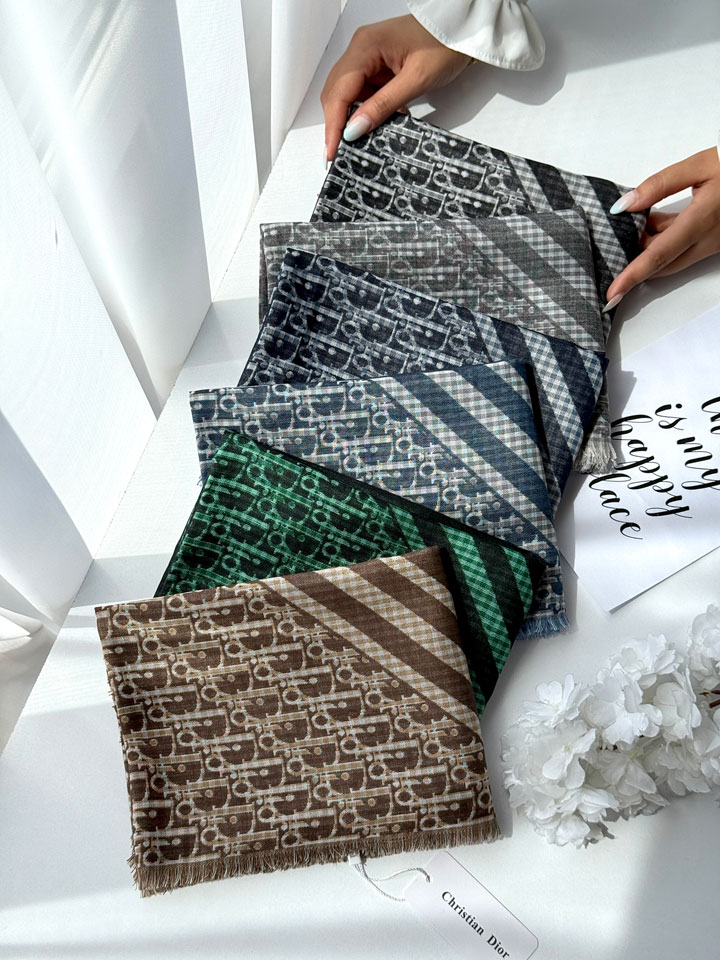 شال کشمیر ابریشم دولایه دیور دور ریشه سوزنی کد 14