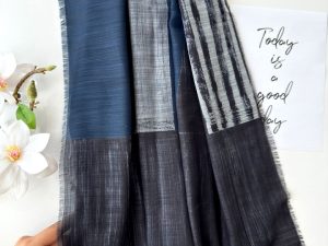 شال سوپر نخ لینن طرح کوبیسم دور ریشه سوزنی بلونا کد 19