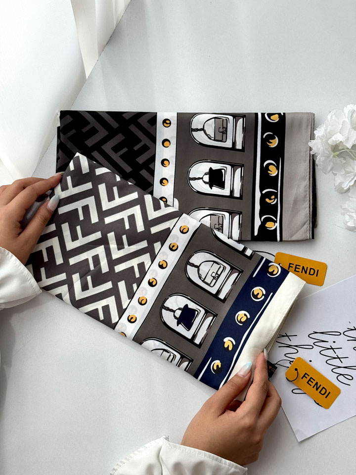 خرید غیر حضوری روسری ابریشم تویل(کجراه) لویی ویتون دور دوخت کد 2